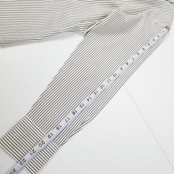 Talbots White Black Stripe Ruffle Button Down Excellent Size 8 - Picture 5 of 8